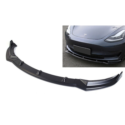 Car Front Bumper Splitter Lip Body Kit Spoiler Diffuser Guard For T-esla Black Flags/Model 3 Carbon Fiber Look