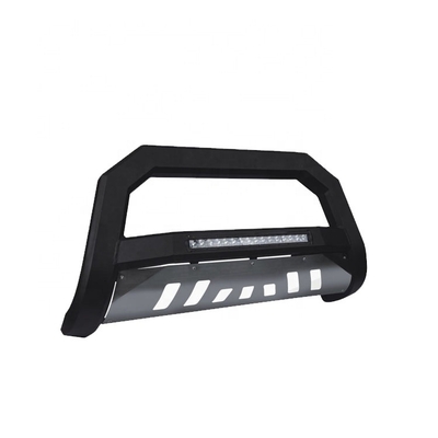 Easy Installation Matte Black Bull Bar Brush Push Front Bumper Grill Grille Guard with Skid Plate for RAM SILVERADO TUNDRA F150
